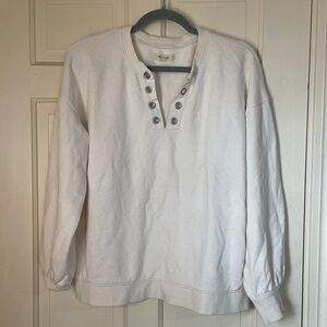 Madewell Women's Beige Cream  Henley Soft Cozy Sweatshirt Size Medium Casual
